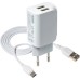 Зарядное устройство XO 2xUSB + cable USB-C white (XO-L35-TC)