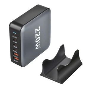 Зарядное устройство XoKo 1xUSB-С PD100W + 1xUSB-С PD45W + 2xUSB-С PD20W + 2xUSB QC18W 220W GaN (QC-220)