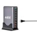 Зарядное устройство XoKo 2xUSB-С PD100W + 3xUSB-С PD65W + 3xUSB QC18W 440W GaN (QC-400)