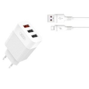 Зарядное устройство XO 1xUSB QC3.0 18W + 2xUSB 2.4A + cable USB-C white (L72-TC-WH)