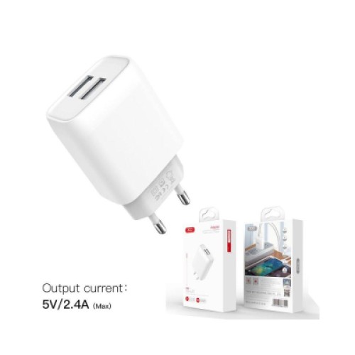 Зарядное устройство XO 2xUSB 2.4A + cable USB to Micro 5P white (L57-M-WH)