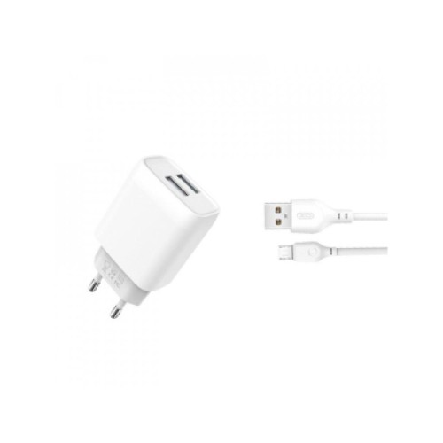 Зарядное устройство XO 2xUSB 2.4A + cable USB to Micro 5P white (L57-M-WH)