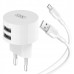 Зарядное устройство XO 2xUSB 2.4A + cable USB to Micro 5P white (L62-M-WH)