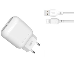 Зарядное устройство XO 2xUSB 2.4A + cable USB to USB-C white (L78-TC-WH)