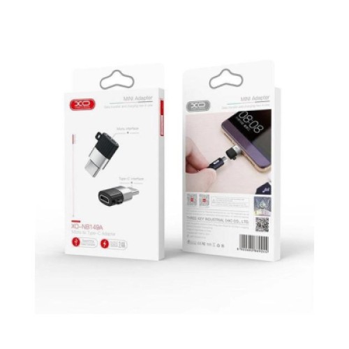 Переходник Lightning M to Micro 5P F black XO (XO-NB149B-BK)