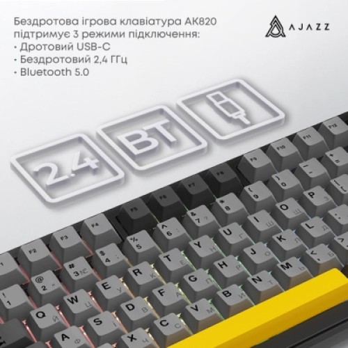 Клавиатура Ajazz AK820 MAX PLUS Daydream Switch RGB Wireless/Bluetooth/USB Black (AK820MAX-DD-BGY)