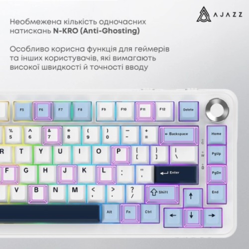 Клавиатура Ajazz AK820 MAX PLUS Daydream Switch RGB Wireless/Bluetooth/USB White (AK820MAX-DD-BWD)