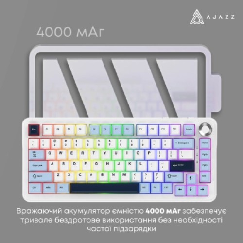 Клавиатура Ajazz AK820 MAX PLUS Daydream Switch RGB Wireless/Bluetooth/USB White (AK820MAX-DD-BWD)