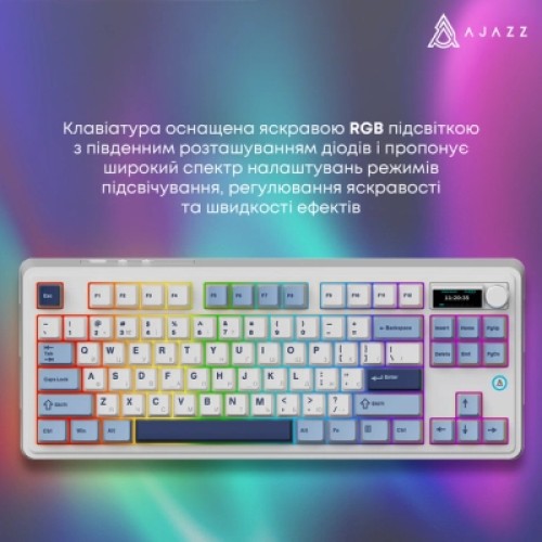 Клавиатура Ajazz AK870 PLUS Murad Switch RGB Wireless/Bluetooth/USB White (AK870-MU-BWD)
