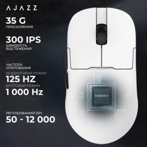 Мышка Ajazz AJ159P MC Wireless/Bluetooth/USB Charging Dock White (AJ159P-MC-W)