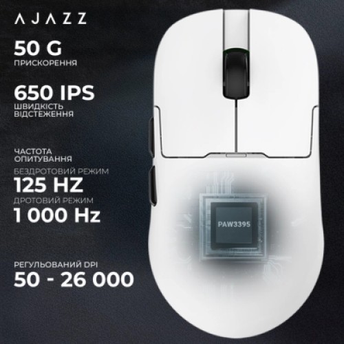 Мышка Ajazz AJ159PRO Wireless/Bluetooth/USB Charging Dock White (AJ159-PRO-W)