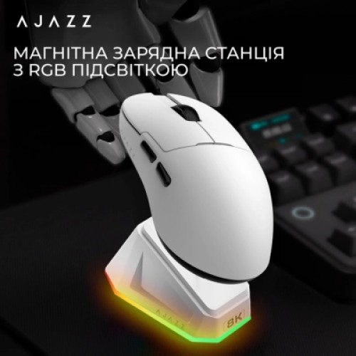 Мышка Ajazz AJ159PRO Wireless/Bluetooth/USB Charging Dock White (AJ159-PRO-W)