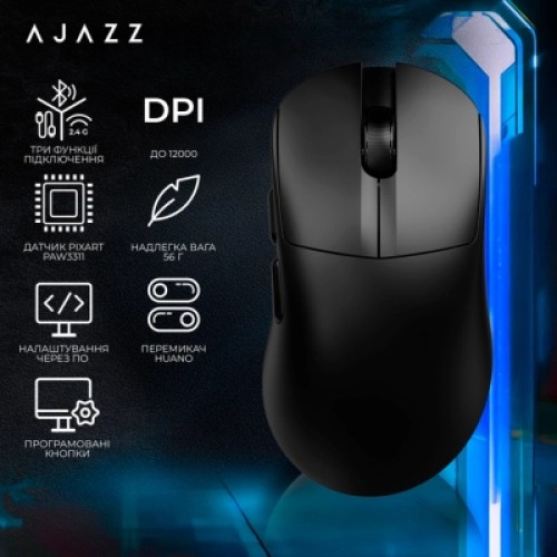 Мышка Ajazz AJ179 V2 MAX Wireless/Bluetooth/USB Black (AJ179-V2-MAX-B)
