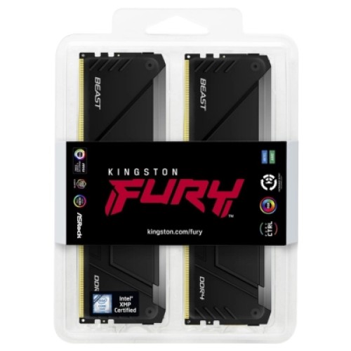 Модуль памяти для компьютера DDR4 16GB (2x8GB) 3200 MHz Beast Black Kingston Fury (ex.HyperX) (KF432C16BB2AK2/16WP)