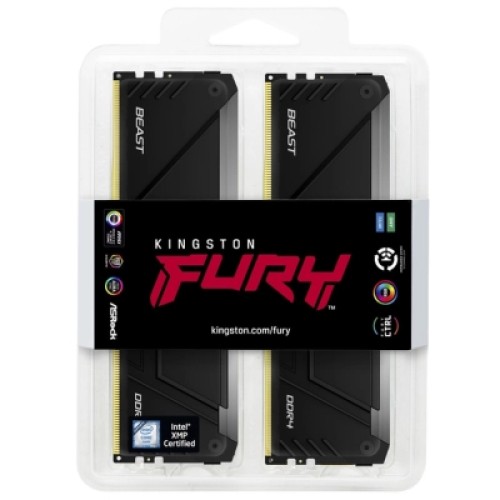 Модуль памяти для компьютера DDR4 32GB (2x16GB) 3200 MHz Beast RGB Black Kingston Fury (ex.HyperX) (KF432C16BB12AK2/32WP)
