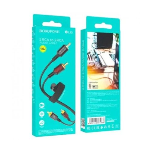 Кабель мультимедийный 2xRCA M to 2xRCA M 1.5m black BOROFONE (Borofone BL13)
