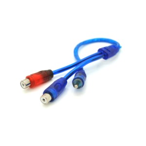 Кабель мультимедийный 1xRCA M to 2xRCA F 0.2m blue Voltronic (YT-RCA(M)/2хRCA(F)-0,2Cu)