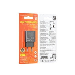 Зарядное устройство BOROFONE 1xUSB-C PD20W + 1xUSB QC3.0 black (BA88A/20WB)