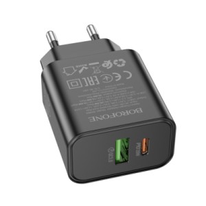 Зарядное устройство BOROFONE 1xUSB-C PD20W + 1xUSB QC3.0 black (BA88A/20WB)