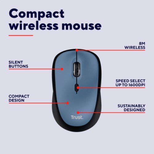 Мышка Trust Yvi+ Silent Wireless/Bluetooth Dark Blue (25514)