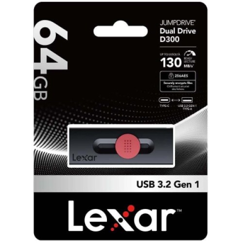 USB флеш накопитель Lexar 64GB JumpDrive Dual Drive D300 USB/Type-C3.2 (LJDD300064G-BNBNG)