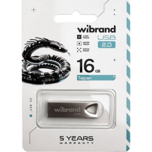 USB флеш накопитель Wibrand 16GB Taipan Silver USB 2.0 (WI2.0/TA16U2S)
