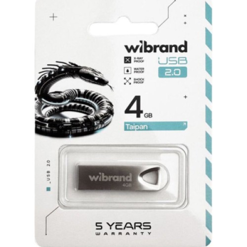 USB флеш накопитель Wibrand 4GB Taipan Silver USB 2.0 (WI2.0/TA4U2S)