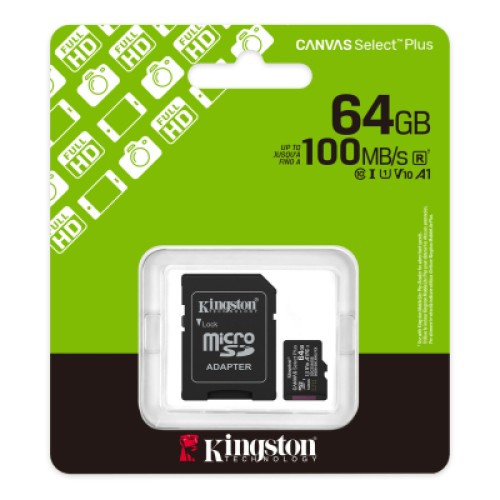 Карта памяти Kingston 64GB microSDXC class 10 UHS-I V10 A1 Canvas Select Plus (SDCS3/64GB)