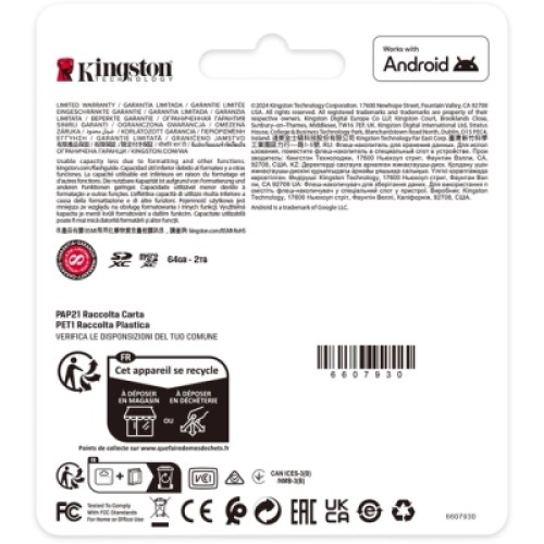 Карта памяти Kingston 64GB SDXC class 10 UHS-I V10 A1 Canvas Select Plus (SDS3/64GB)