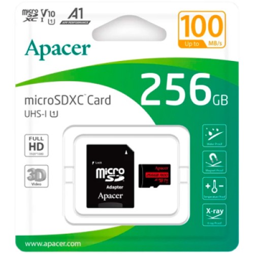Карта памяти Apacer 256GB microSDXC class 10 UHS-I V10 A1 (AP256GMCSX10UB-R)