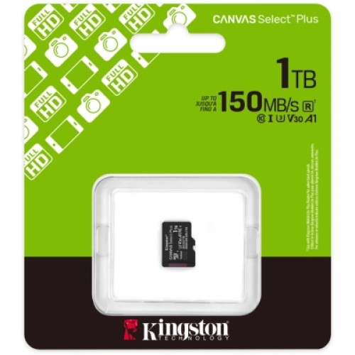 Карта памяти Kingston 1TB microSDXC class 10 UHS-I U3 V30 A1 Canvas Select Plus (SDCS3/1TBSP)