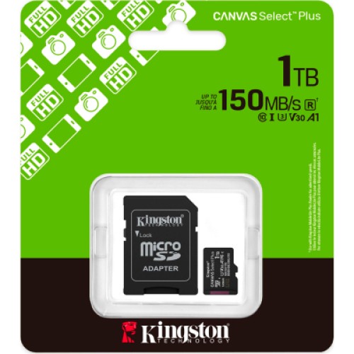 Карта памяти Kingston 1TB microSDXC class 10 UHS-I U3 V30 A1 Canvas Select Plus (SDCS3/1TB)