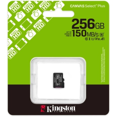 Карта памяти Kingston 256GB microSDXC class 10 UHS-I U3 V30 A1 Canvas Select Plus (SDCS3/256GBSP)