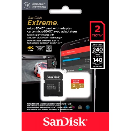 Карта памяти SanDisk 2TB microSDXC class 10 UHS-I U3 V30 A2 Extreme (SDSQXAV-2T00-GN6MA)