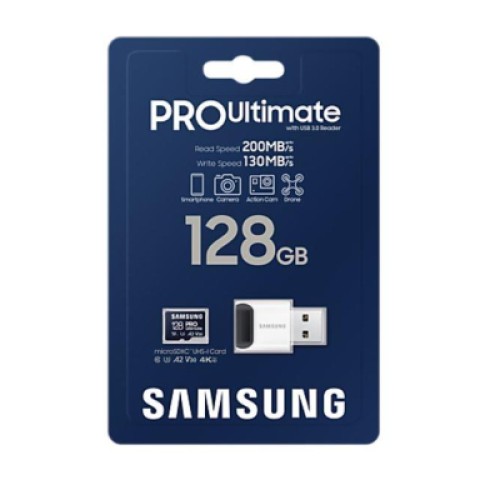 Карта памяти Samsung 128GB microSDXC class 10 UHS-I U3 V30 A2 Pro Ultimate (MB-MY128SB/WW)