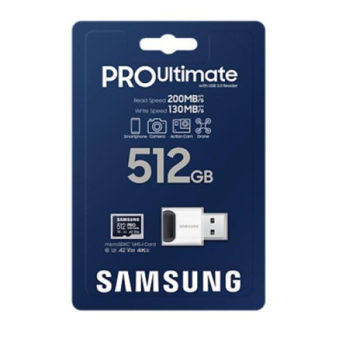 Карта памяти Samsung 512GB microSDXC class 10 UHS-I U3 V30 A2 Pro Ultimate (MB-MY512SB/WW)