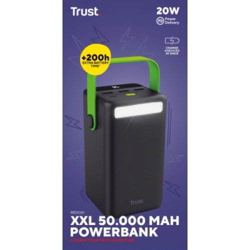Батарея универсальная Trust 50000mAh Redoh XXL, 3хUSB-A/USB-C, 20W, black (25196_TRUST)