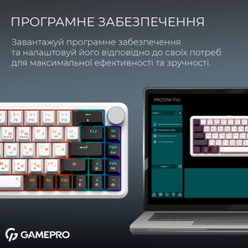 Клавиатура GamePro Asgard Valhalla MK210W Pro 65 RGB Wireless/Bluetooth/USB White (MK210W Pro)