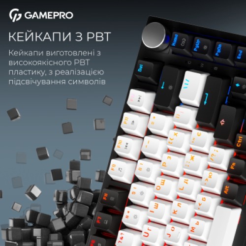 Клавиатура GamePro Asgard Valhalla MK160B Pro 75 RGB Wireless/Bluetooth/USB Black (MK160B Pro)