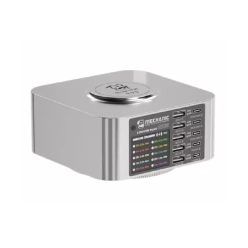 Зарядное устройство MECHANIC 5xUSB-C PD + 5xUSB QC3.0 + Wireless Charging 15W LED indication 200W black (X-Power Plus-200W)
