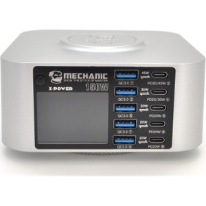 Зарядное устройство MECHANIC 5xUSB-C PD + 5xUSB QC3.0 + Wireless Charging 15W LED indication 200W black (X-Power Plus-200W)
