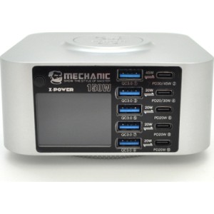 Зарядное устройство MECHANIC 5xUSB-C PD + 5xUSB QC3.0 + Wireless Charging 15W LED indication 150W black (X-Power-150W)
