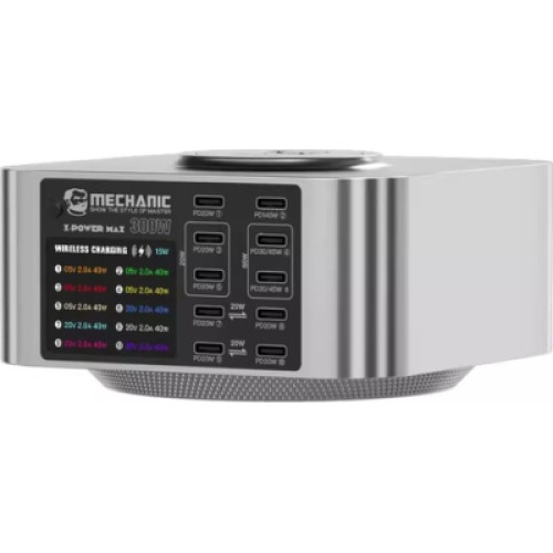 Зарядное устройство MECHANIC 10xUSB-C PD + Wireless Charging 15W LED indication 300W black (X-Power Max)