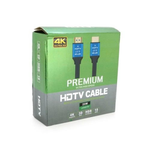 Кабель мультимедийный HDMI M to HDMI M 20.0m V2.0 4Kx2K black Merlion (YT-HDMI(M)/(M)4KV2.0-20m/19122)