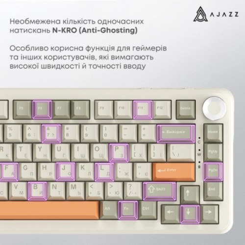 Клавиатура Ajazz AK820 MAX Flying Fish Switch RGB Wireless/Bluetooth/USB Beige (AK820MAX-FF-R)