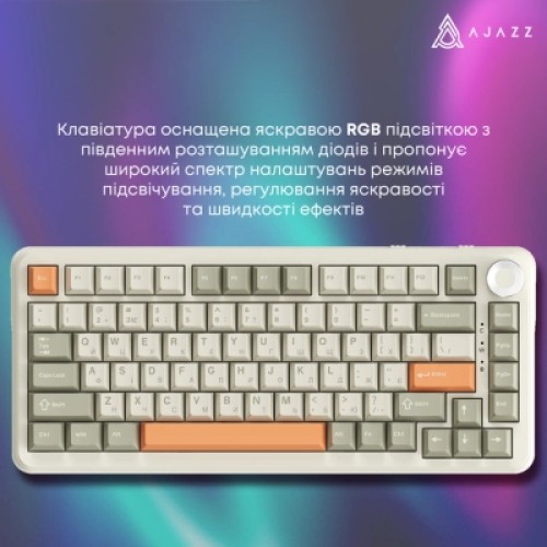 Клавиатура Ajazz AK820 MAX Flying Fish Switch RGB Wireless/Bluetooth/USB Beige (AK820MAX-FF-R)