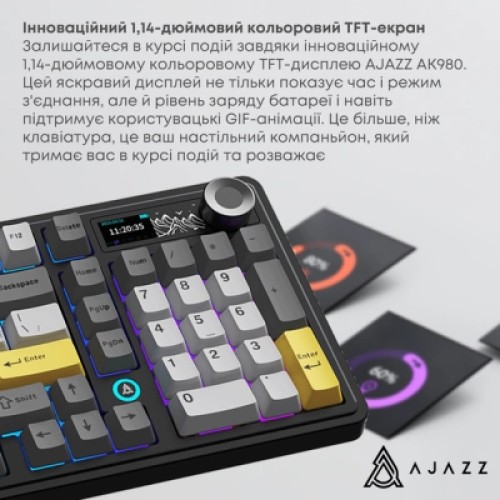 Клавиатура Ajazz AK980 Clear Sky Switch RGB Wireless/Bluetooth/USB Black (AK980-CS-BGY)