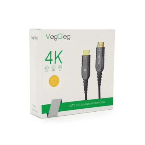 Кабель мультимедийный HDMI M to HDMI M 20.0m V2.0 4K UHD black VEGGIEG (YT-HDMI(M)/(M)HA-20/19719)
