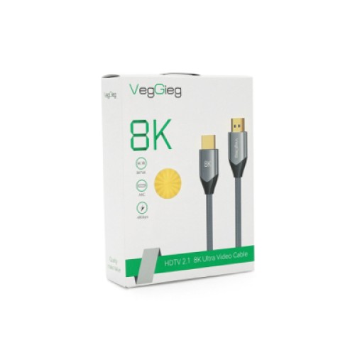 Кабель мультимедийный HDMI M to HDMI M 1.0m 8K silver VEGGIEG (YT-HDMI(M)/(M)V-H401/40356)