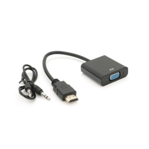 Переходник HDMI M to VGA F + Audio 0.1m 4K/2K black Voltronic (YT-C-HDMI(M)/VGA(F)+AUX-B)